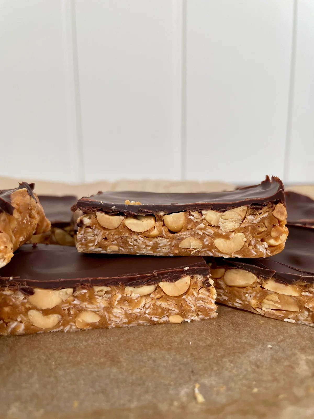Energy Bars with Peanuts and Chocolate