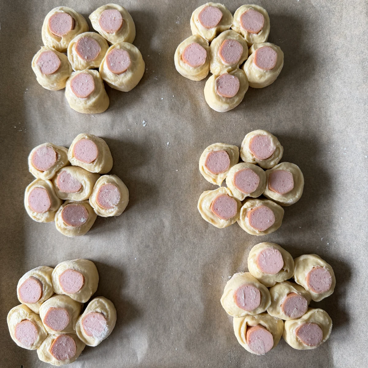Pølseblomster med ost, sesam og vårløk  - Bilder 4